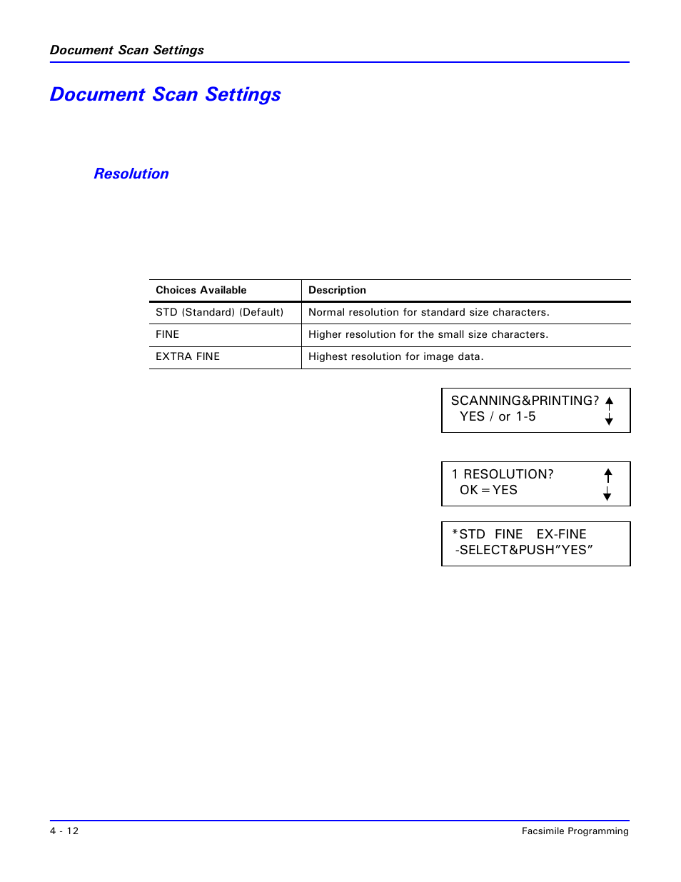 Document scan settings, Resolution, Document scan settings -12 | Resolution -12 | Lanier 2001 User Manual | Page 72 / 210