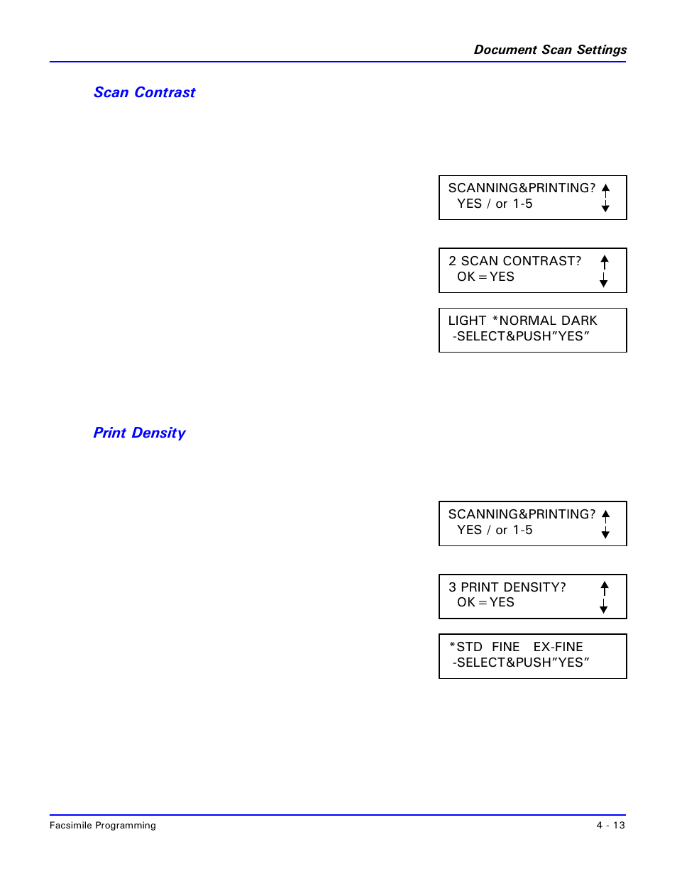 Scan contrast, Print density, Scan contrast -13 print density -13 | Lanier 2001 User Manual | Page 73 / 210