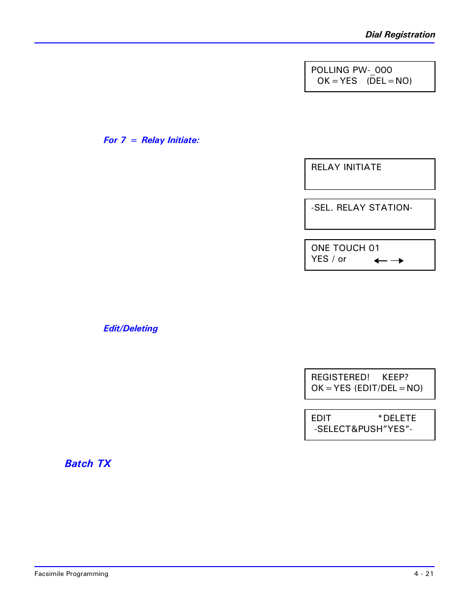 Batch tx, Batch tx -22 | Lanier 2001 User Manual | Page 81 / 210