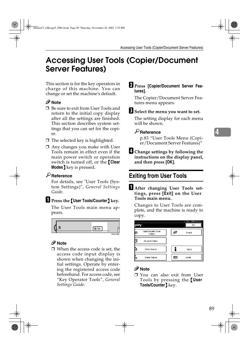 Exiting from user tools | Lanier LD 035 User Manual | Page 104 / 135