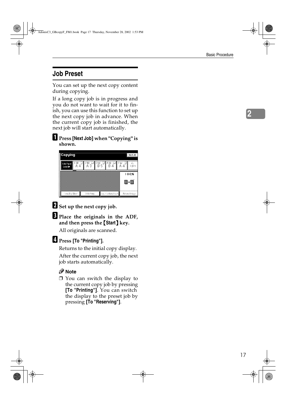 Job preset | Lanier LD 035 User Manual | Page 32 / 135