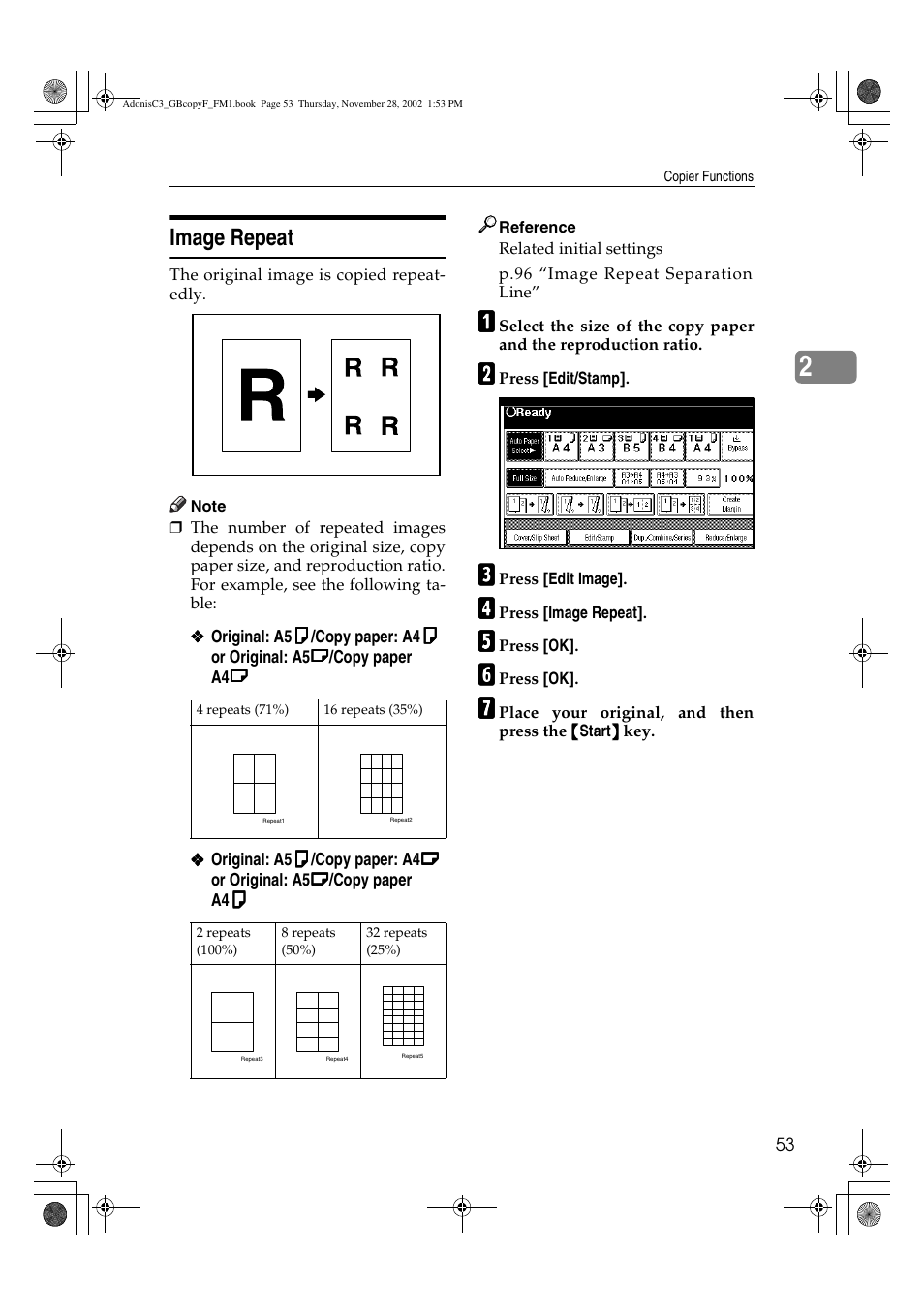 Image repeat | Lanier LD 035 User Manual | Page 68 / 135