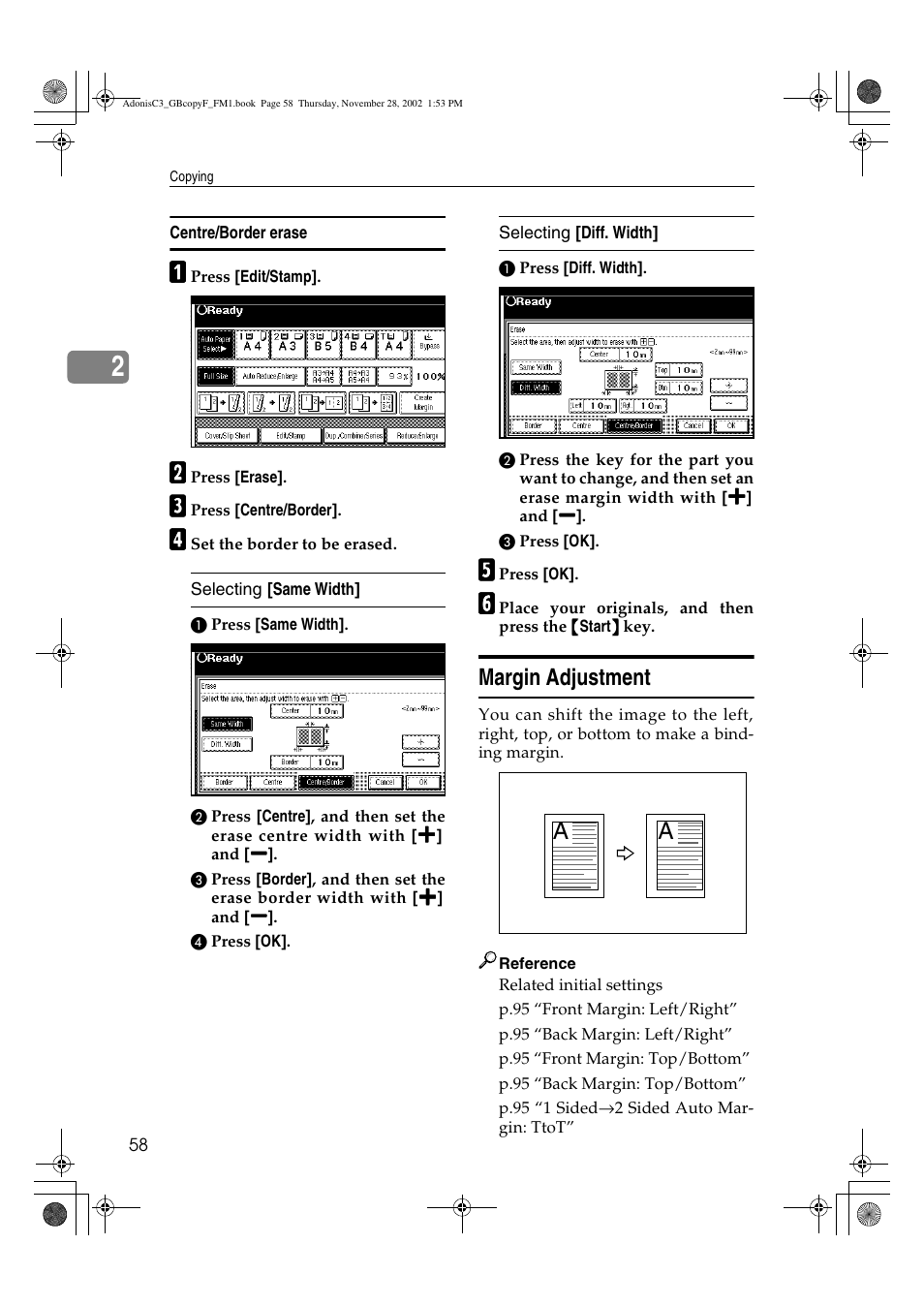 Margin adjustment | Lanier LD 035 User Manual | Page 73 / 135