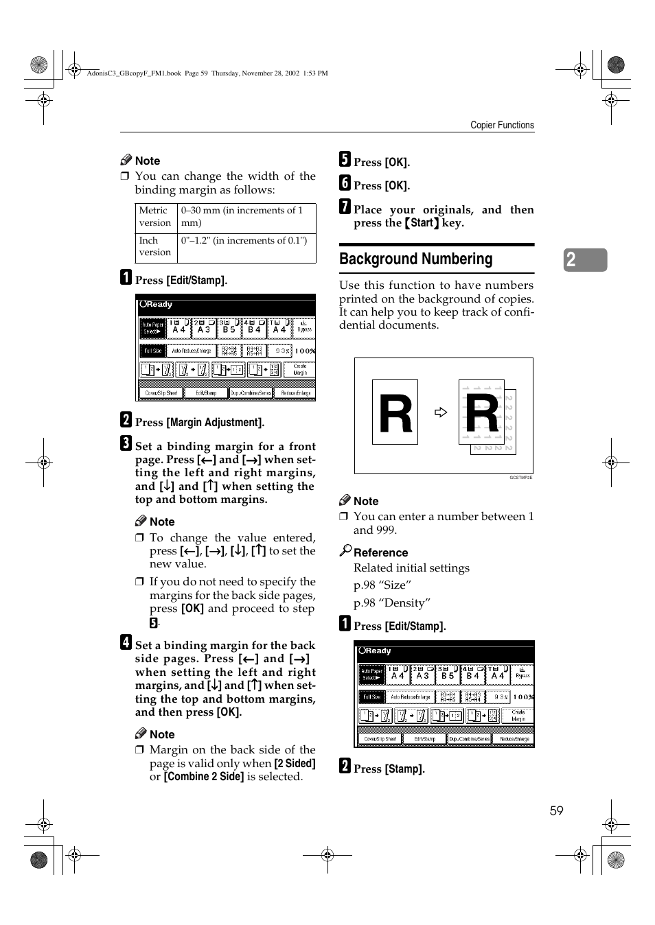 Background numbering | Lanier LD 035 User Manual | Page 74 / 135