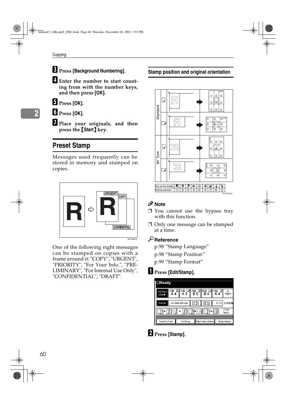 Preset stamp | Lanier LD 035 User Manual | Page 75 / 135