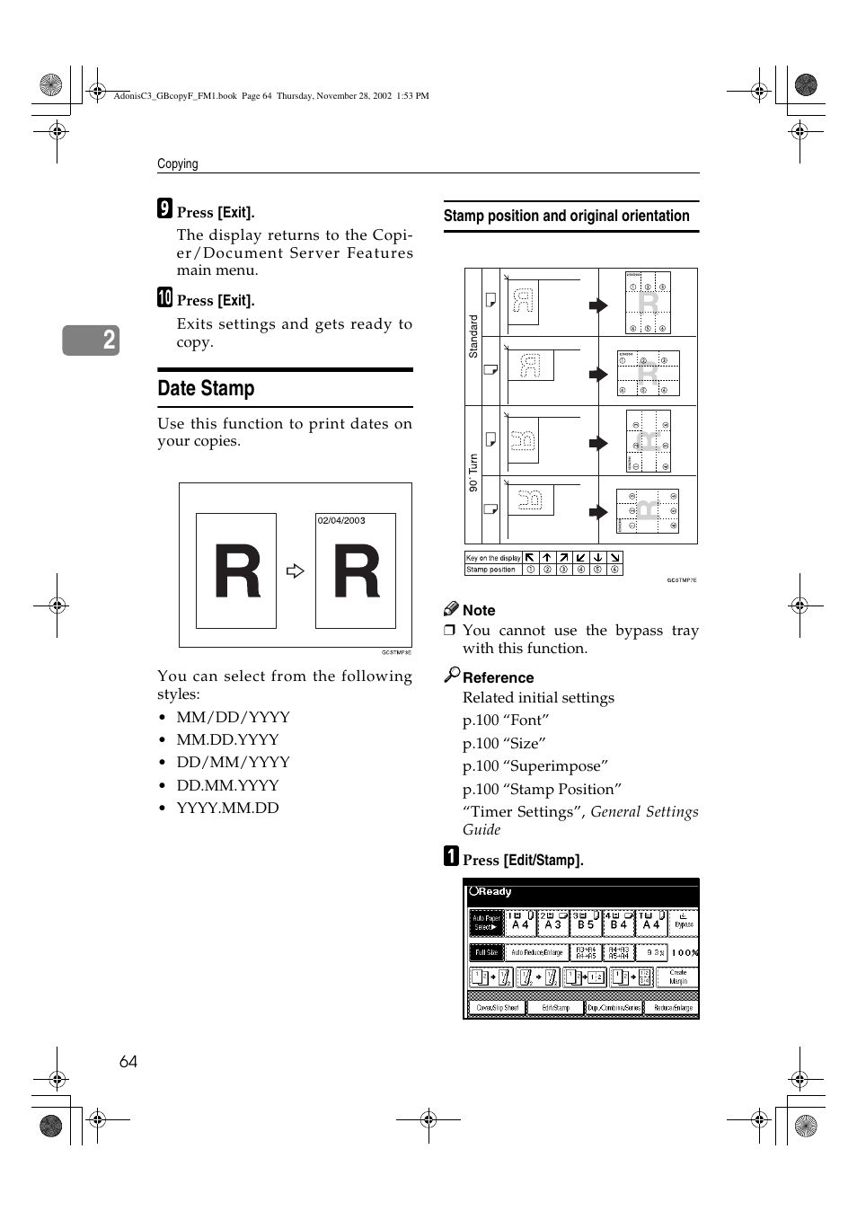 Date stamp | Lanier LD 035 User Manual | Page 79 / 135