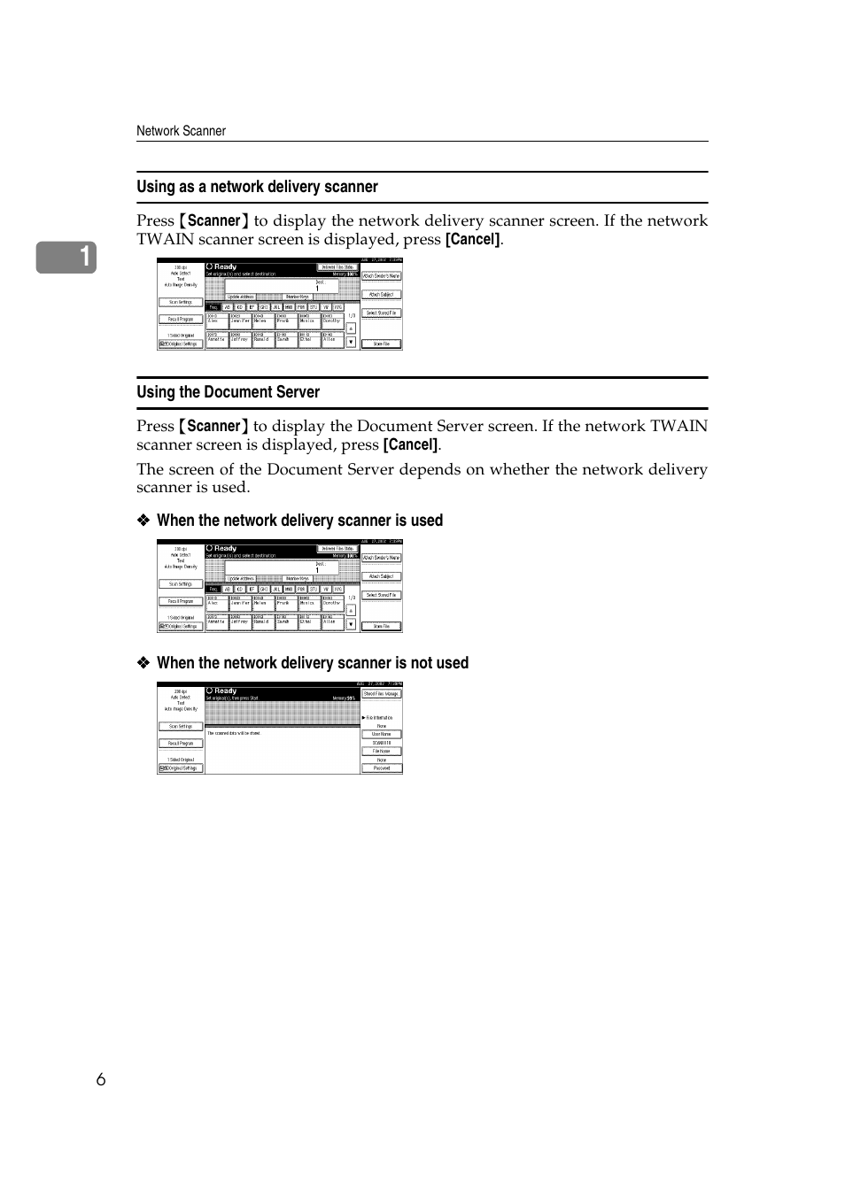 Using as a network delivery scanner, Using the document server | Lanier 5622 User Manual | Page 14 / 88