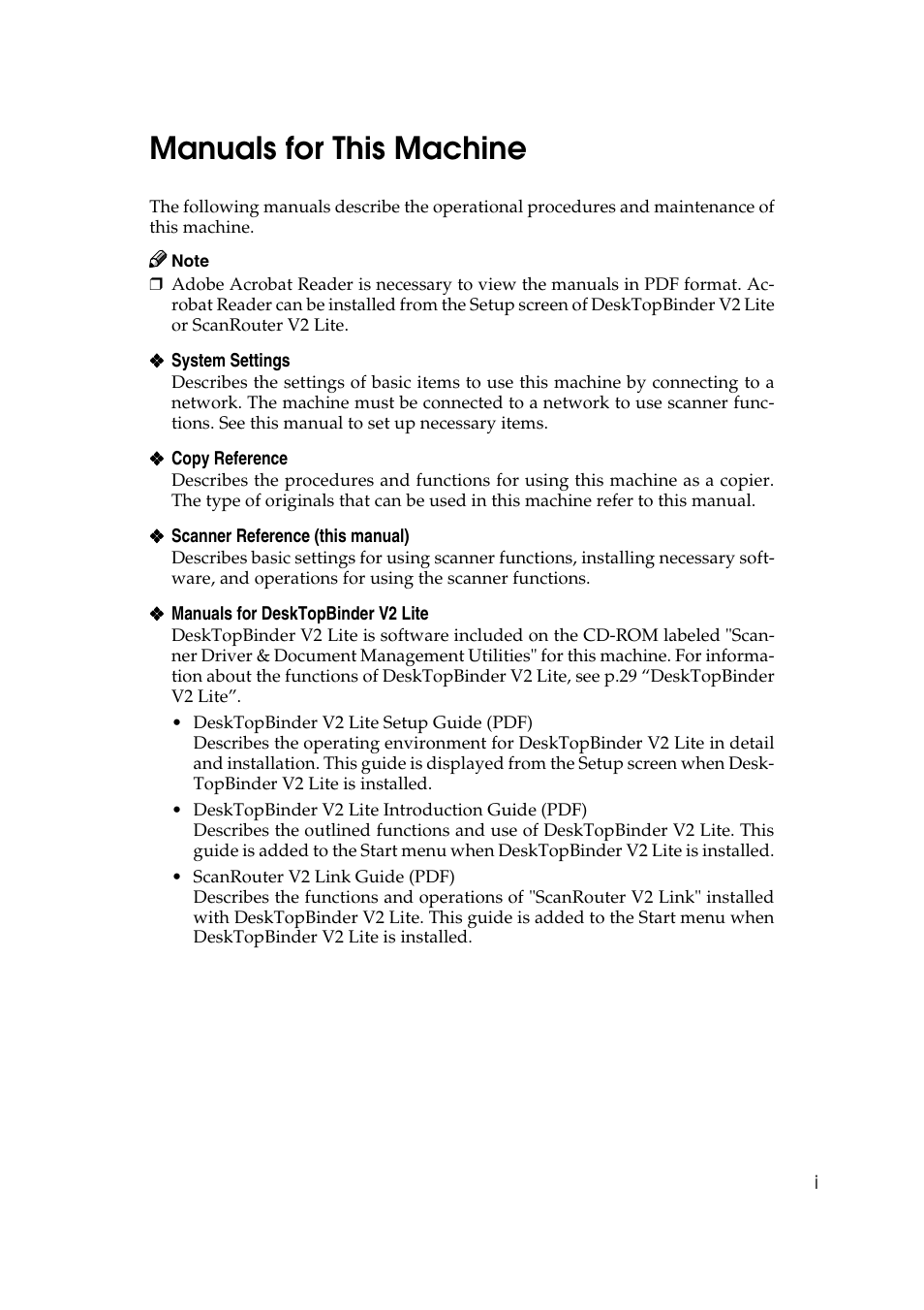 Manuals for this machine | Lanier 5622 User Manual | Page 3 / 88