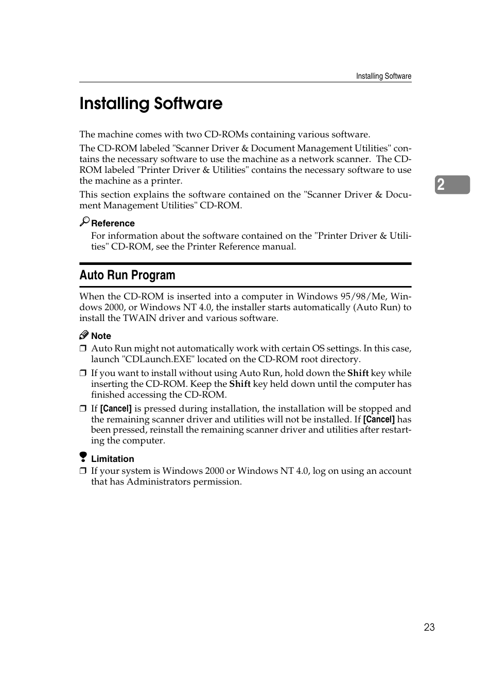 Installing software, Auto run program, 2installing software | Lanier 5622 User Manual | Page 31 / 88