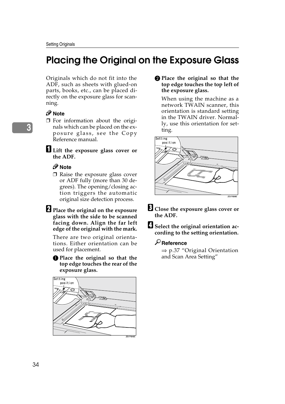 Placing the original on the exposure glass, 3placing the original on the exposure glass | Lanier 5622 User Manual | Page 42 / 88