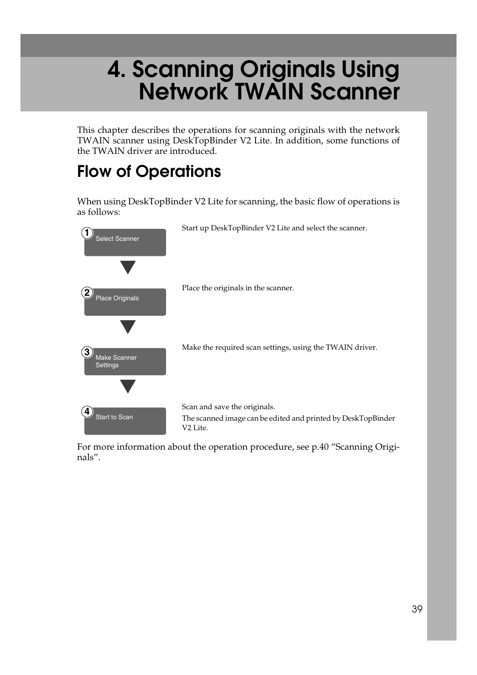 Scanning originals using network twain scanner, Flow of operations | Lanier 5622 User Manual | Page 47 / 88