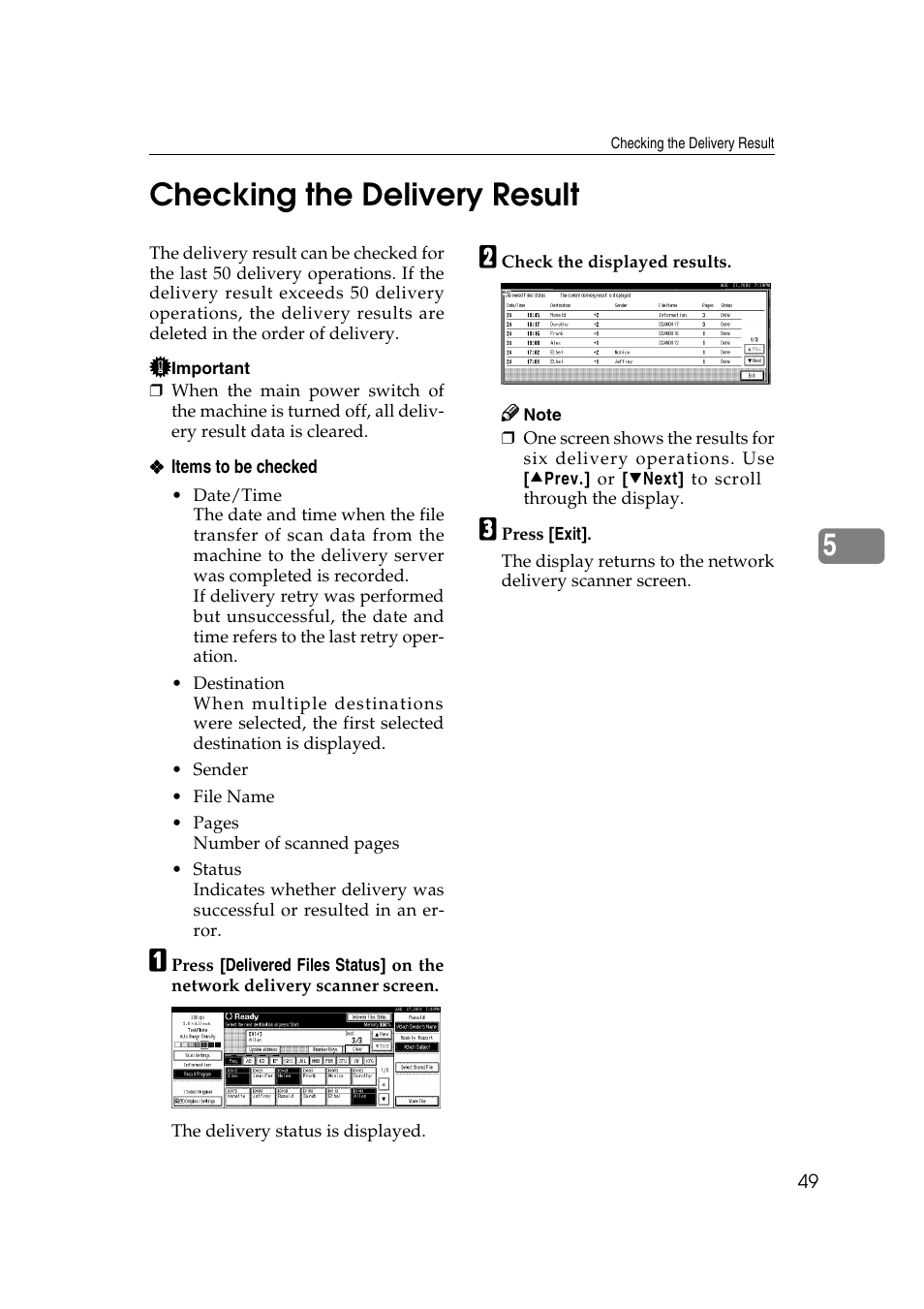 Checking the delivery result, 5checking the delivery result | Lanier 5622 User Manual | Page 57 / 88