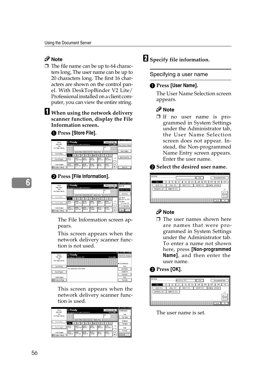 Specifying a user name | Lanier 5622 User Manual | Page 64 / 88