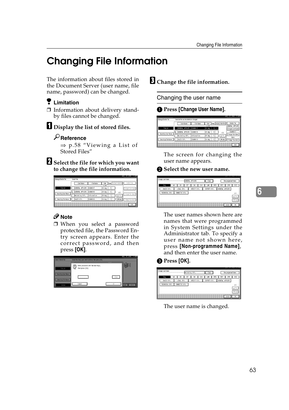Changing file information, Changing the user name, 6changing file information | Lanier 5622 User Manual | Page 71 / 88