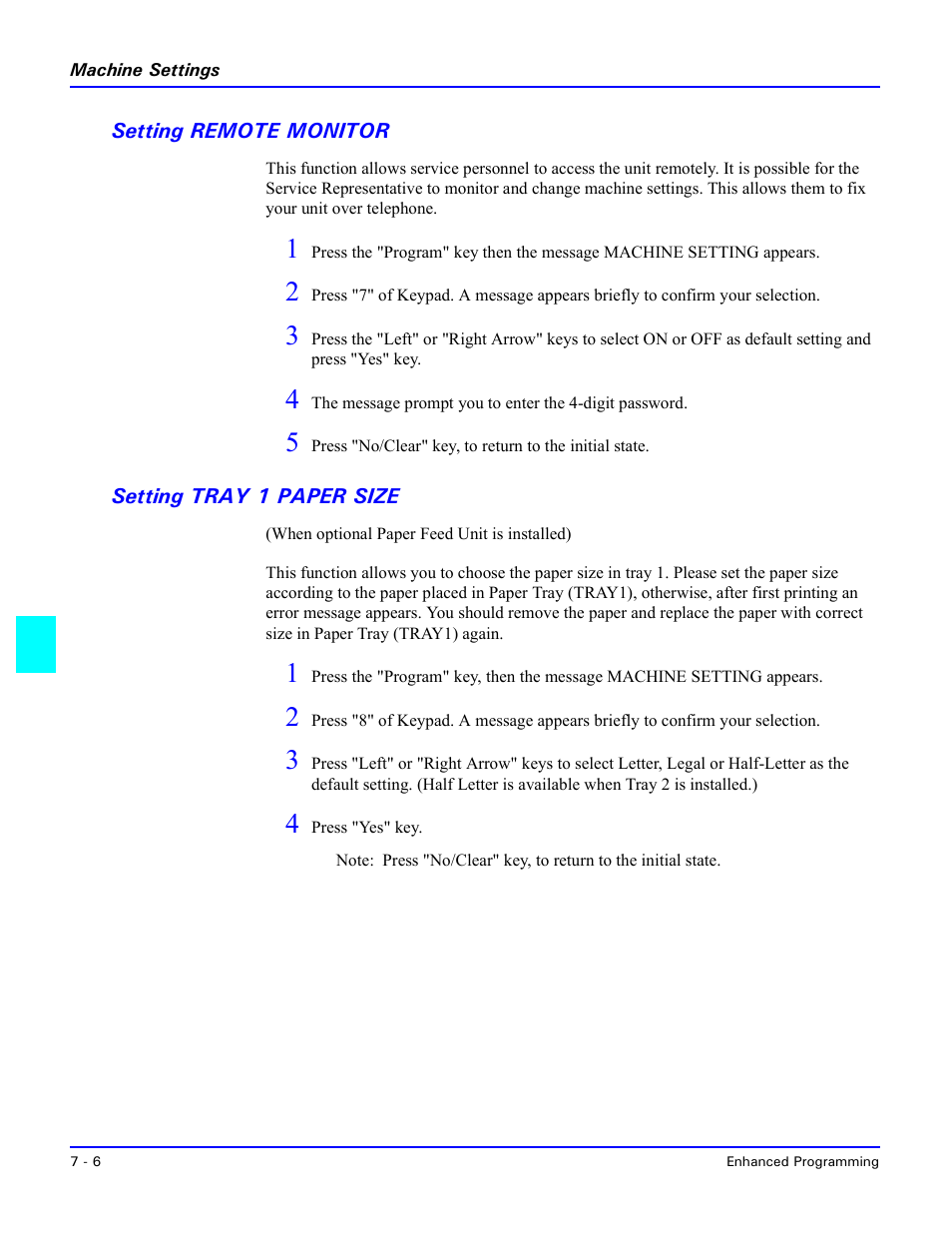Setting remote monitor, Setting tray 1 paper size | Lanier 5415MFD User Manual | Page 122 / 258