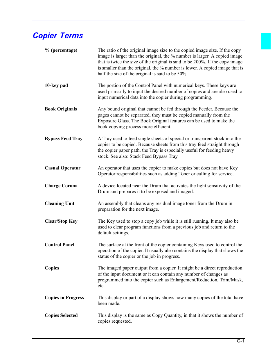 Copier terms | Lanier 5415MFD User Manual | Page 247 / 258