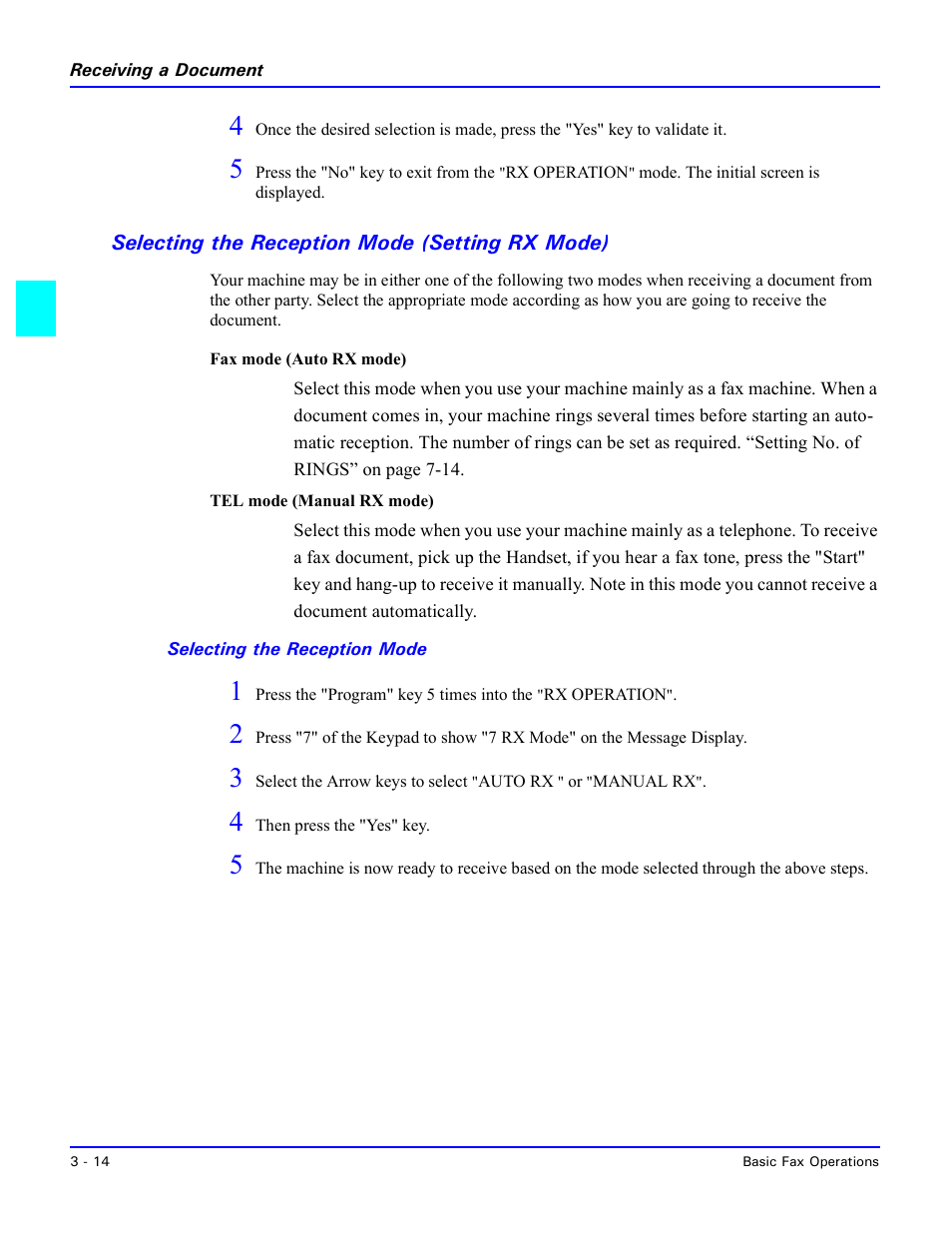 Selecting the reception mode (setting rx mode), Selecting the reception mode, Selecting the reception mode (setting rx mode) -14 | Lanier 5415MFD User Manual | Page 62 / 258