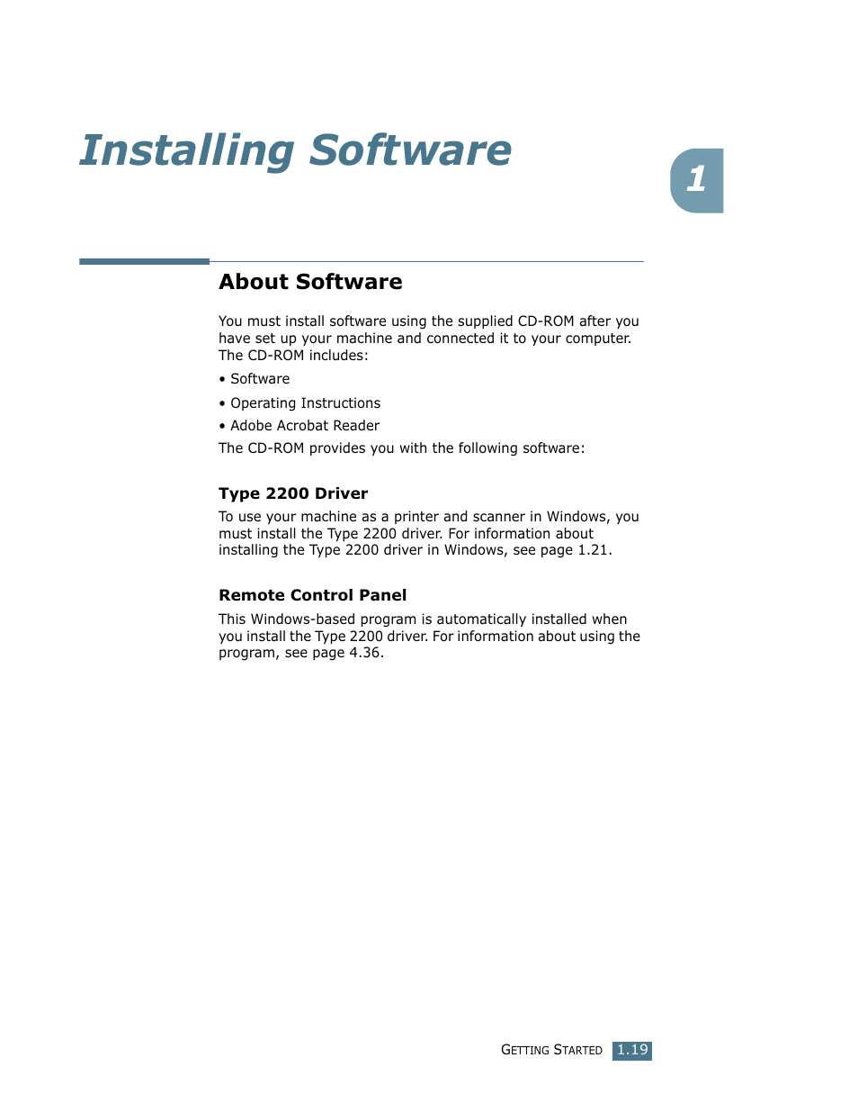 Installing software, About software | Lanier LF215 User Manual | Page 34 / 196