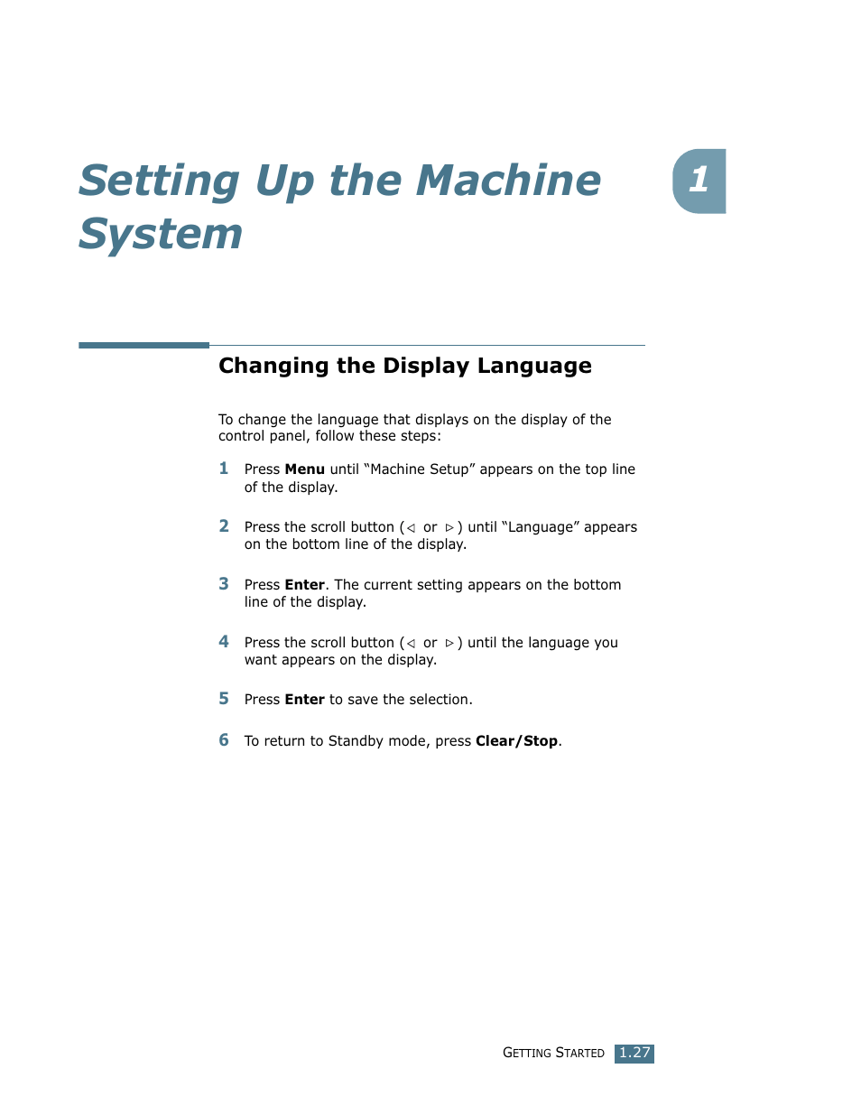 Setting up the machine system, Changing the display language | Lanier LF215 User Manual | Page 42 / 196