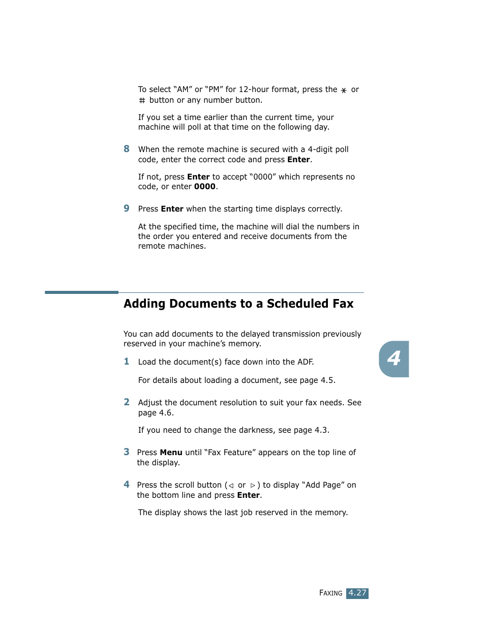 Adding documents to a scheduled fax | Lanier LF215 User Manual | Page 94 / 196