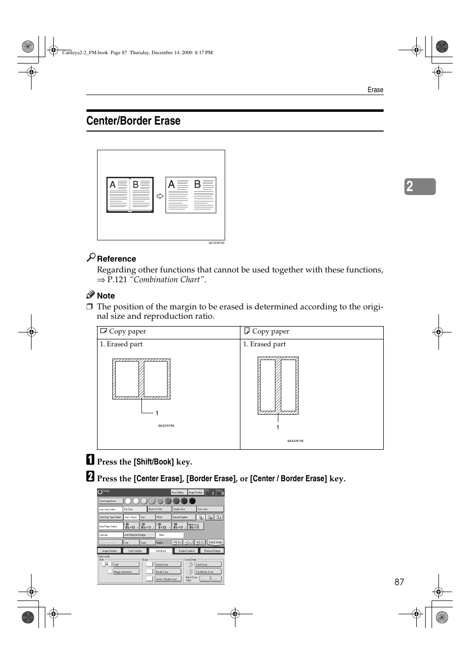 Center/border erase | Lanier 5813 User Manual | Page 103 / 264