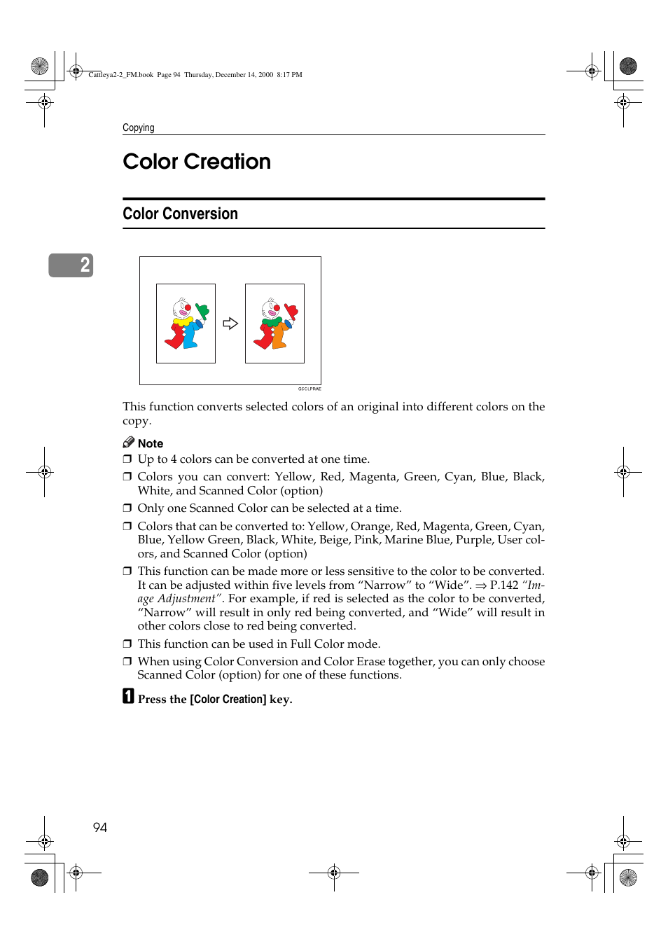 Color creation, 2color creation, Color conversion | Lanier 5813 User Manual | Page 110 / 264