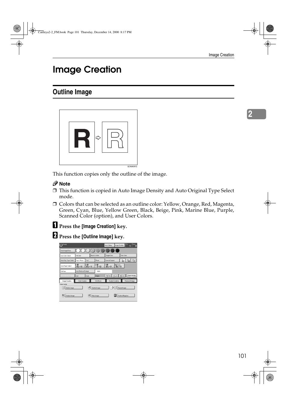 Image creation, 2image creation, Outline image | Lanier 5813 User Manual | Page 117 / 264