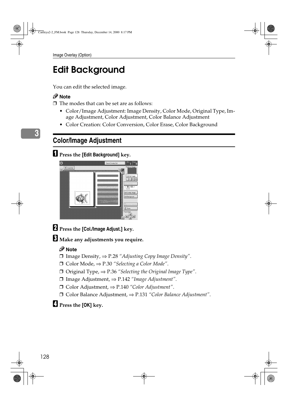 Edit background, 3edit background, Color/image adjustment | Lanier 5813 User Manual | Page 144 / 264