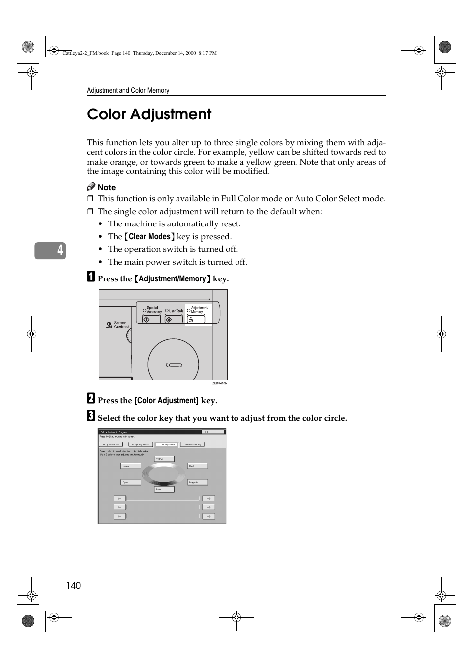 Color adjustment, 4color adjustment | Lanier 5813 User Manual | Page 156 / 264