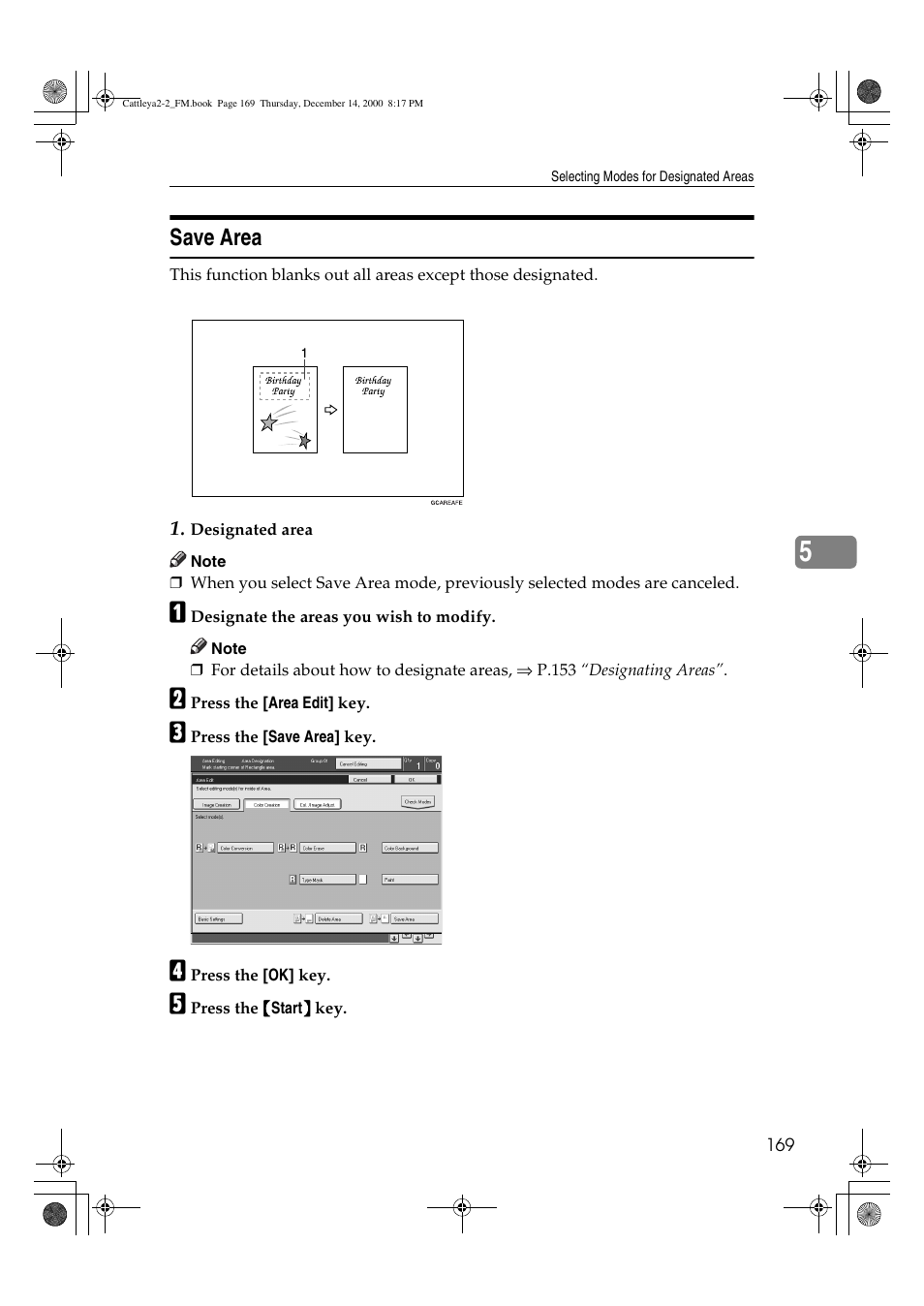 Save area | Lanier 5813 User Manual | Page 185 / 264