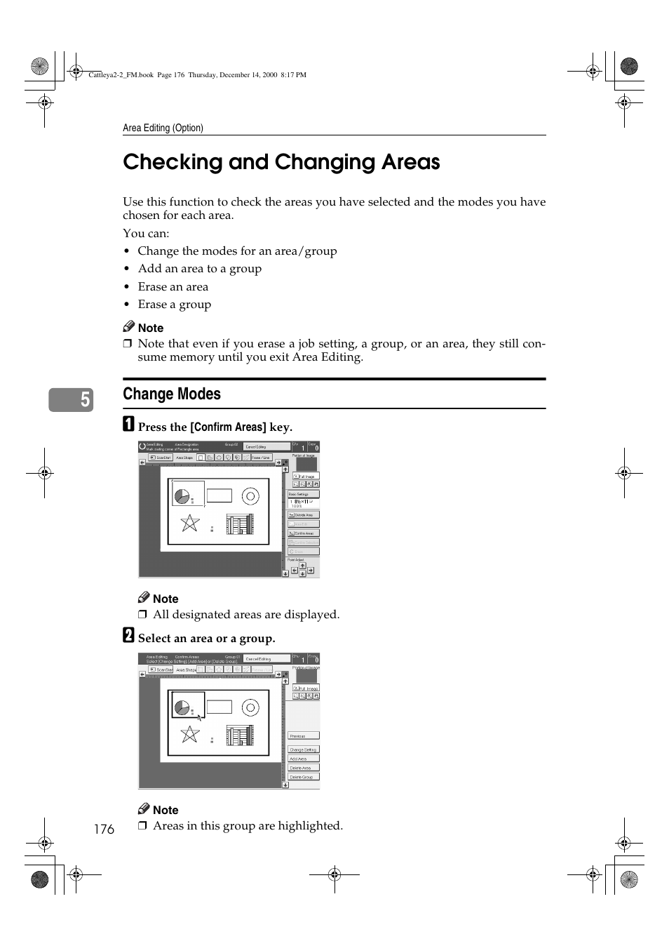 Checking and changing areas, 5checking and changing areas, Change modes | Lanier 5813 User Manual | Page 192 / 264