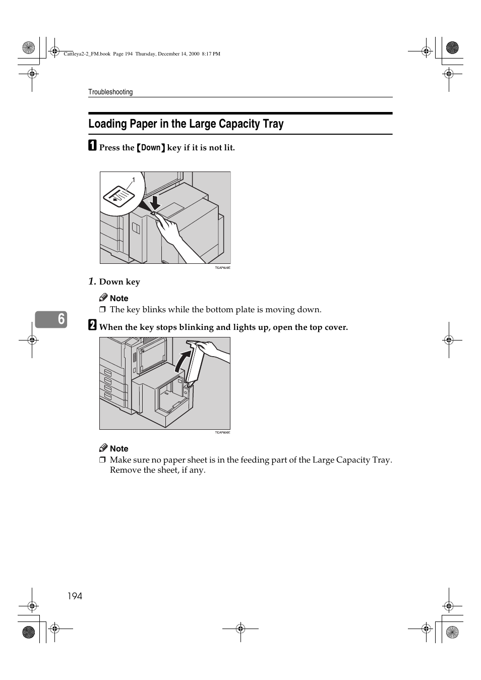 Loading paper in the large capacity tray | Lanier 5813 User Manual | Page 210 / 264