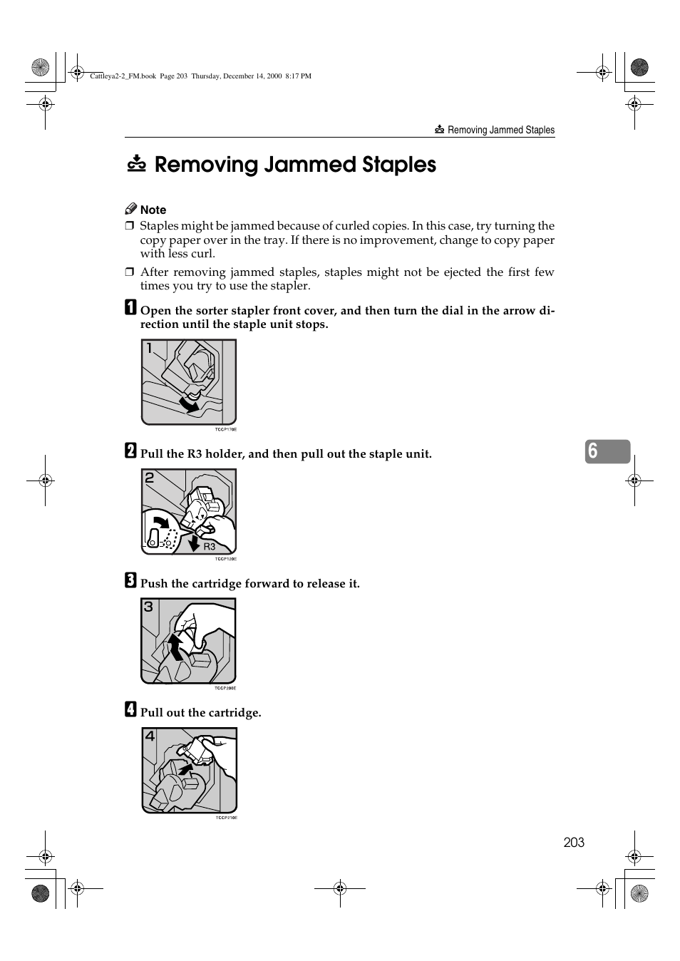 Removing jammed staples, Changing the machine's settings, 6e removing jammed staples | Lanier 5813 User Manual | Page 219 / 264