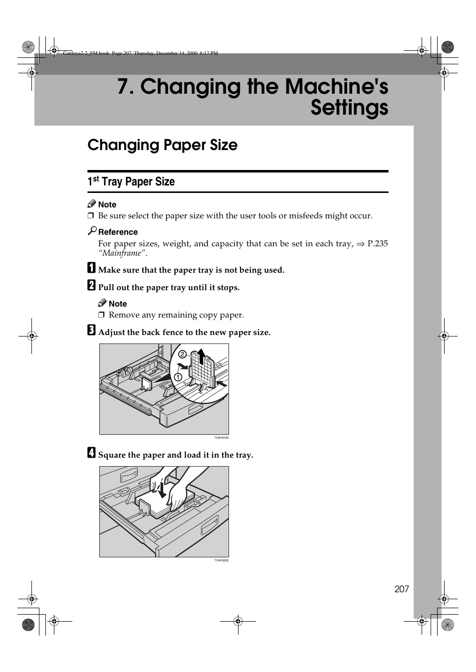 Changing the machine's settings, Changing paper size | Lanier 5813 User Manual | Page 223 / 264