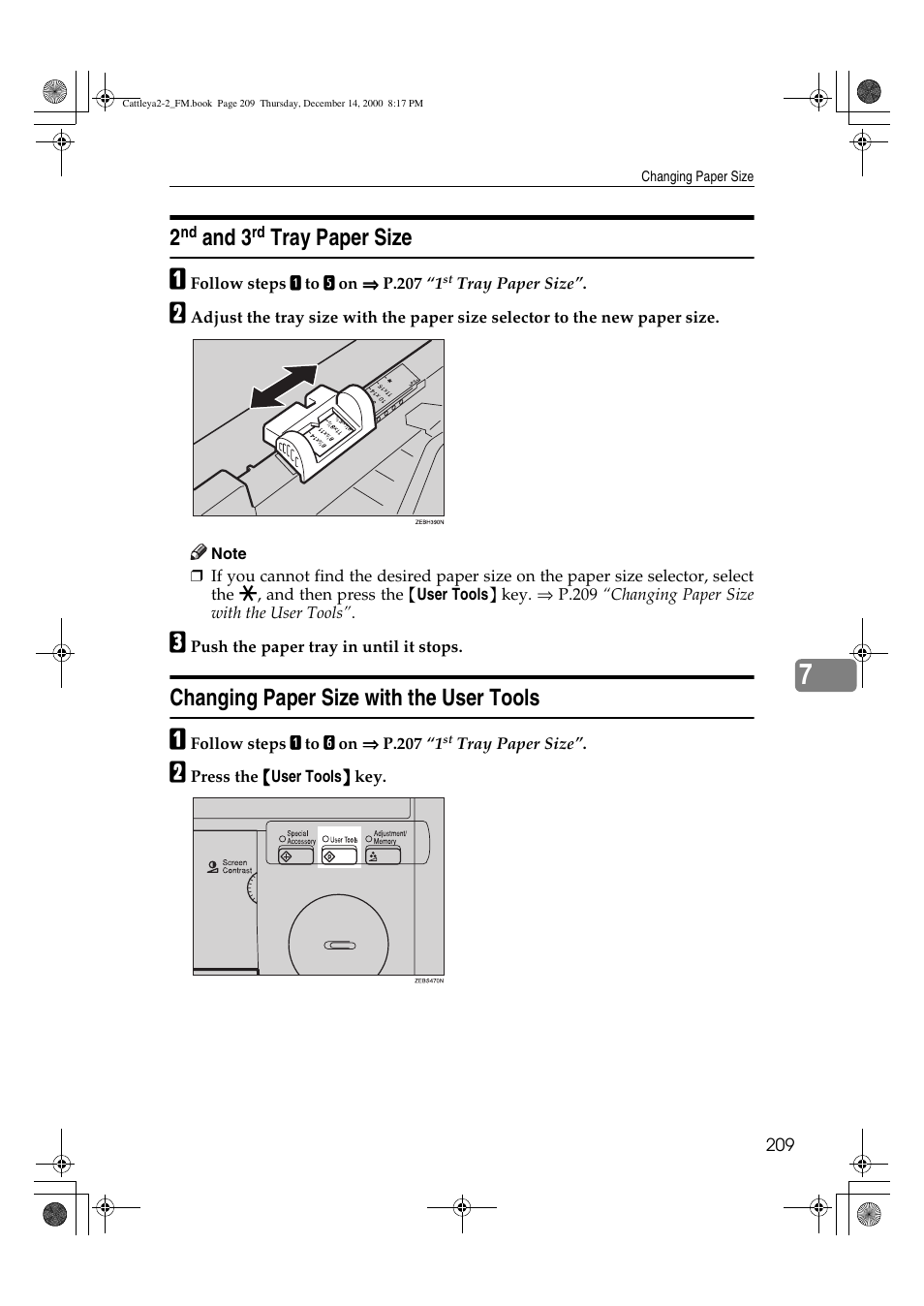 And 3, Tray paper size, Changing paper size with the user tools | Lanier 5813 User Manual | Page 225 / 264