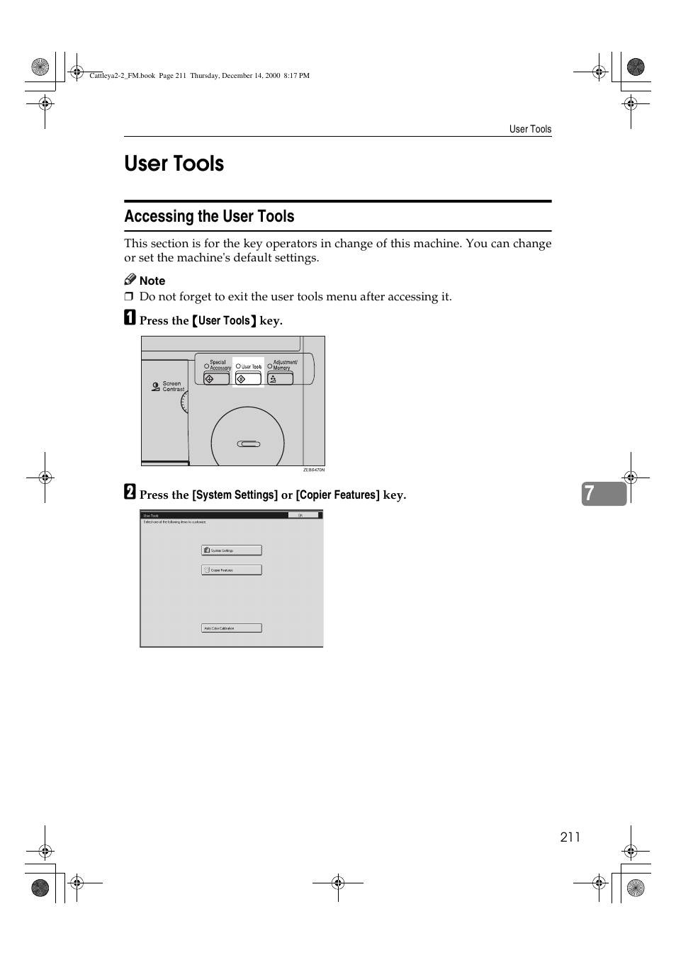 User tools, 7user tools | Lanier 5813 User Manual | Page 227 / 264