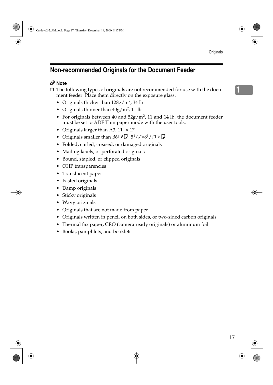 Non-recommended originals for the document feeder | Lanier 5813 User Manual | Page 33 / 264