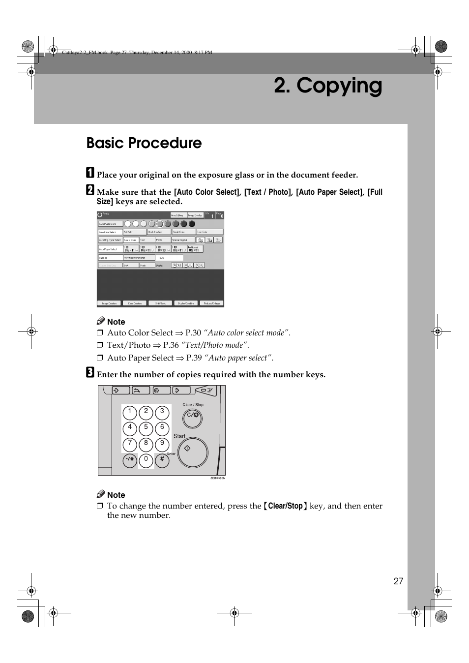 Copying, Basic procedure | Lanier 5813 User Manual | Page 43 / 264