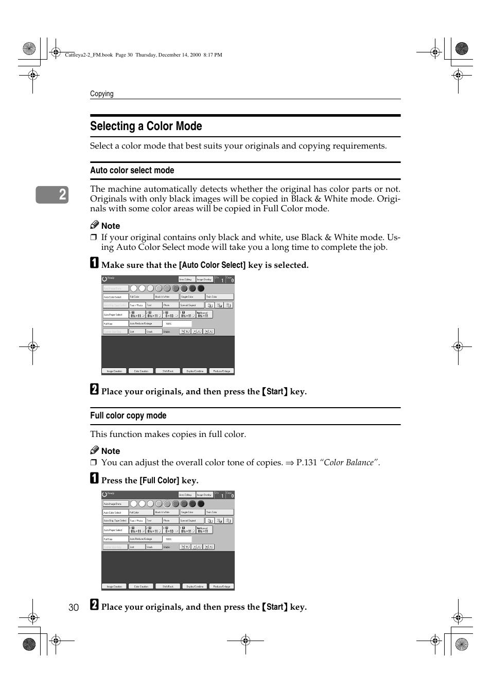 Selecting a color mode | Lanier 5813 User Manual | Page 46 / 264