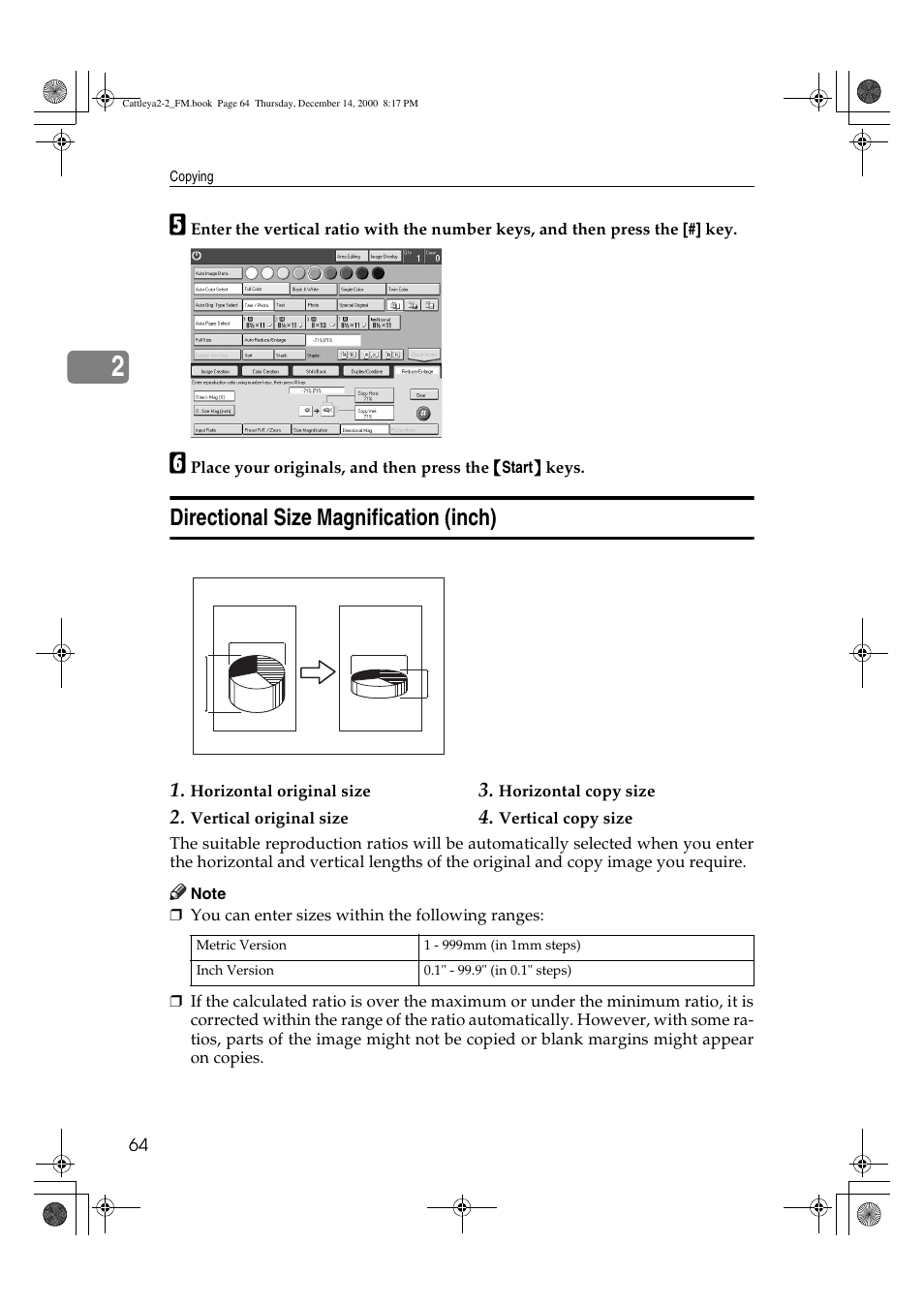 Directional size magnification (inch) | Lanier 5813 User Manual | Page 80 / 264