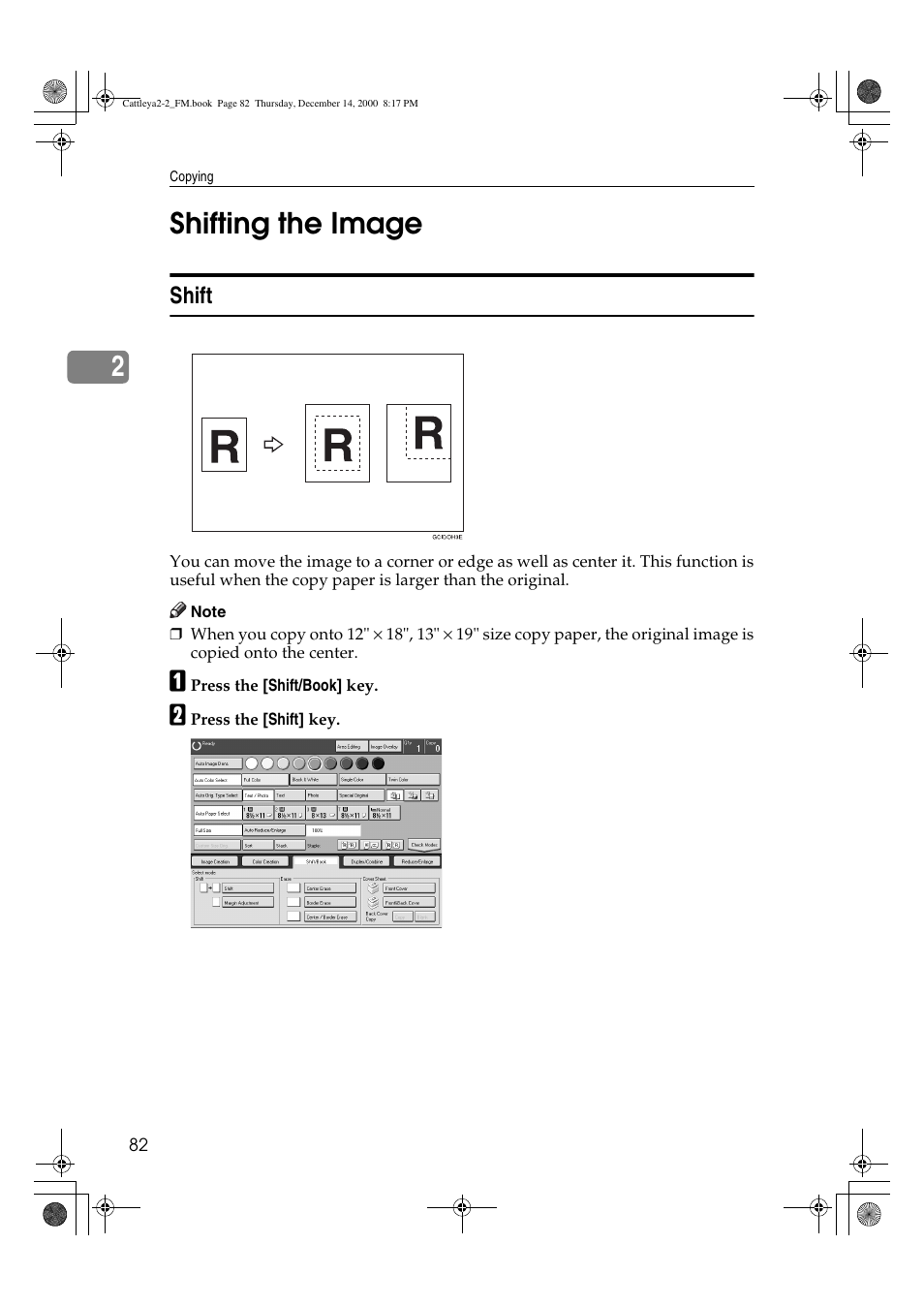 Shifting the image, 2shifting the image | Lanier 5813 User Manual | Page 98 / 264