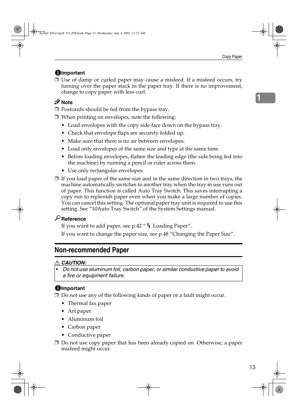 Non-recommended paper | Lanier 5613 User Manual | Page 25 / 86