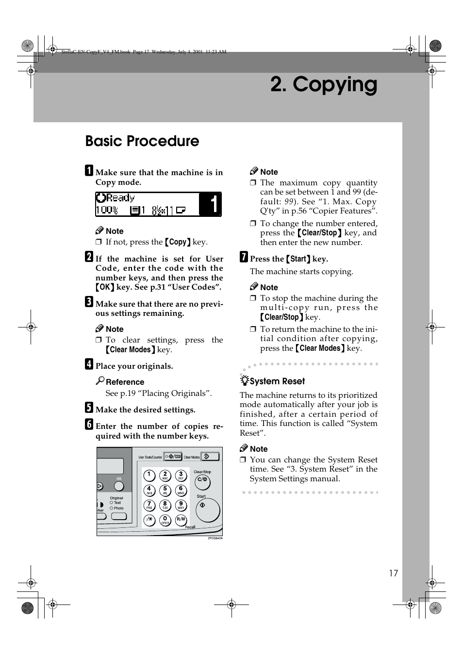 Copying, Basic procedure | Lanier 5613 User Manual | Page 29 / 86