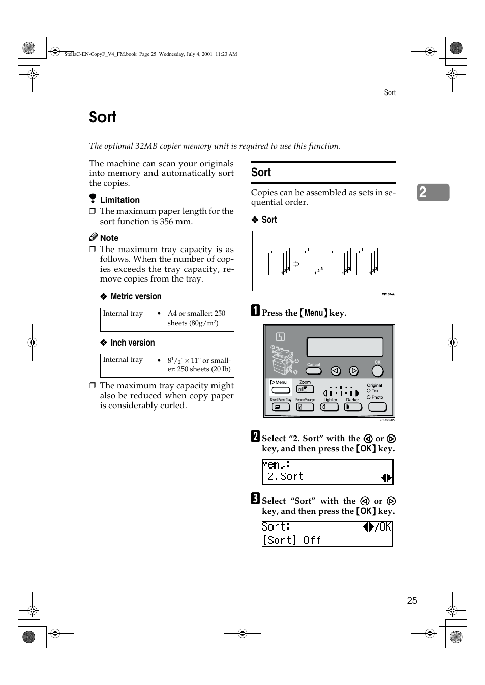 Sort, 2sort | Lanier 5613 User Manual | Page 37 / 86