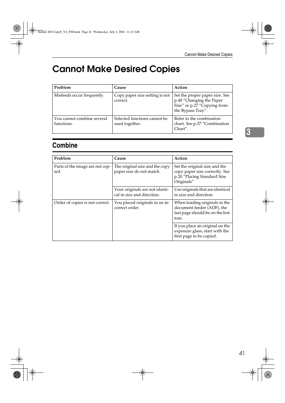 Cannot make desired copies, 3cannot make desired copies, Combine | Lanier 5613 User Manual | Page 53 / 86