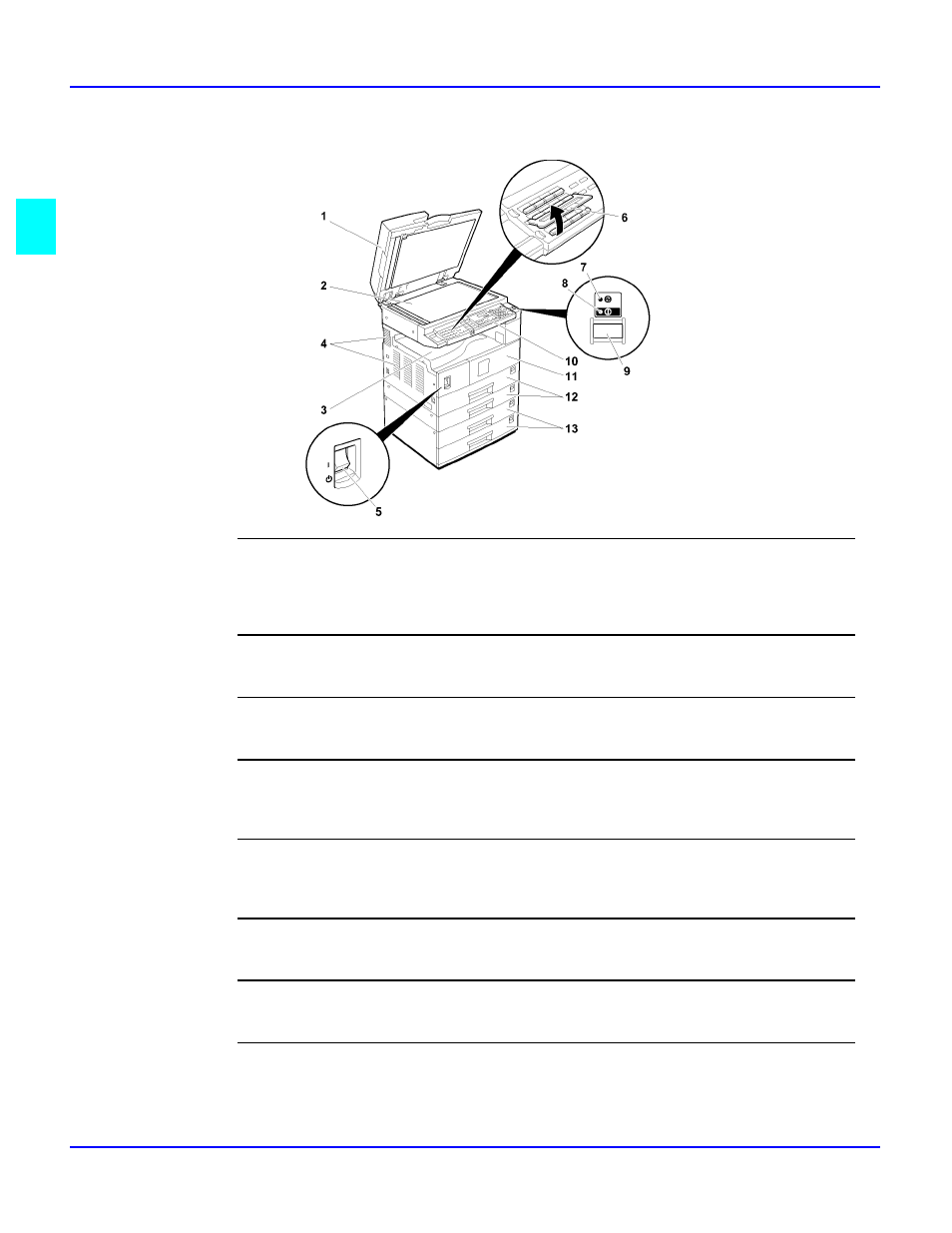 Component locations - front | Lanier 5618 User Manual | Page 20 / 106