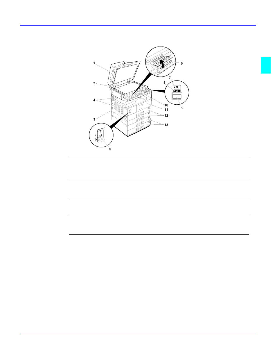 Component locations - front (continued) | Lanier 5618 User Manual | Page 21 / 106