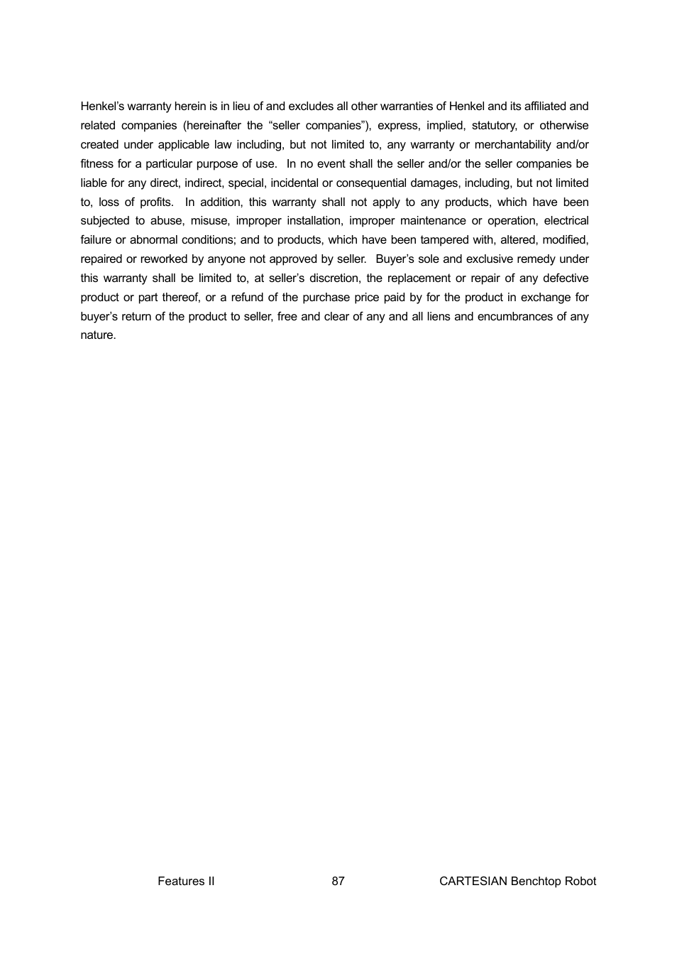 Loctite CARTESIAN 400 User Manual | Page 105 / 106