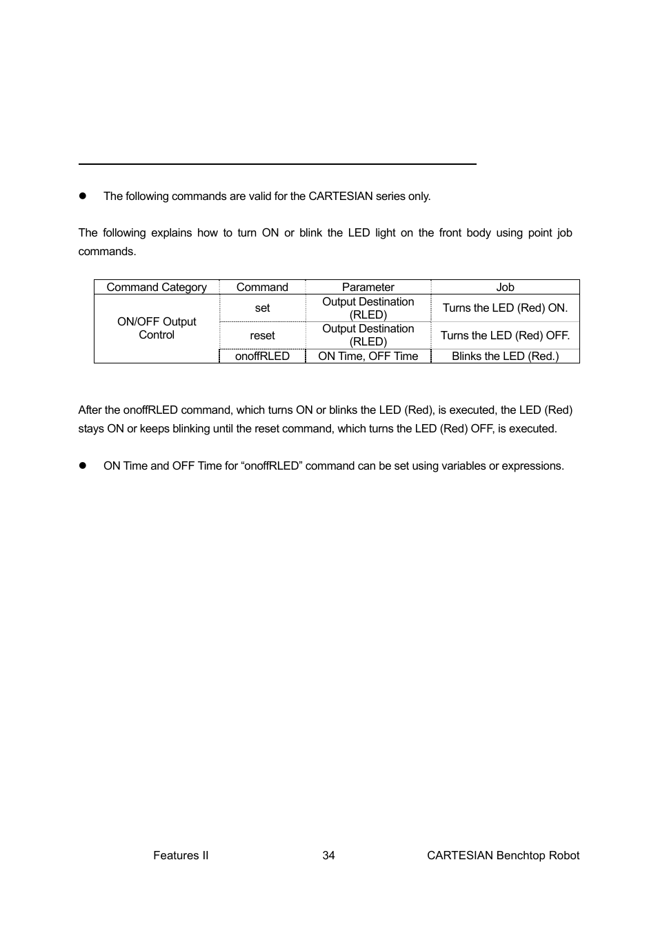 Blinking the led (red): onoffrled | Loctite CARTESIAN 400 User Manual | Page 52 / 106