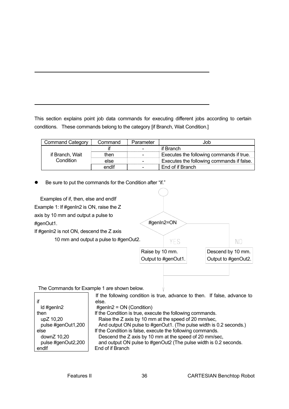 If branch, wait condition, If branch: if, then, else, endif | Loctite CARTESIAN 400 User Manual | Page 54 / 106